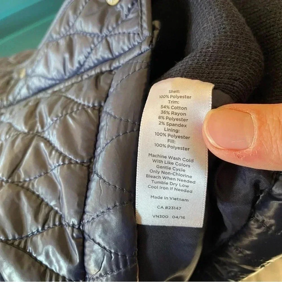 Talbots Petites Dark Blue Quilted Vest Jacket Sleeveless Sheen: Medium Petite - Picture 6 of 9
